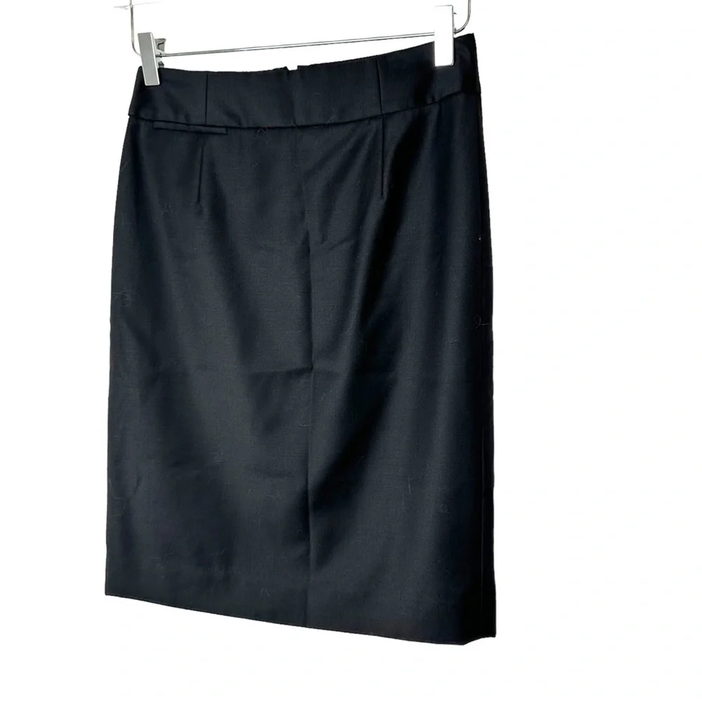 J Crew Lined Black Wool Pencil Skirt Size 0